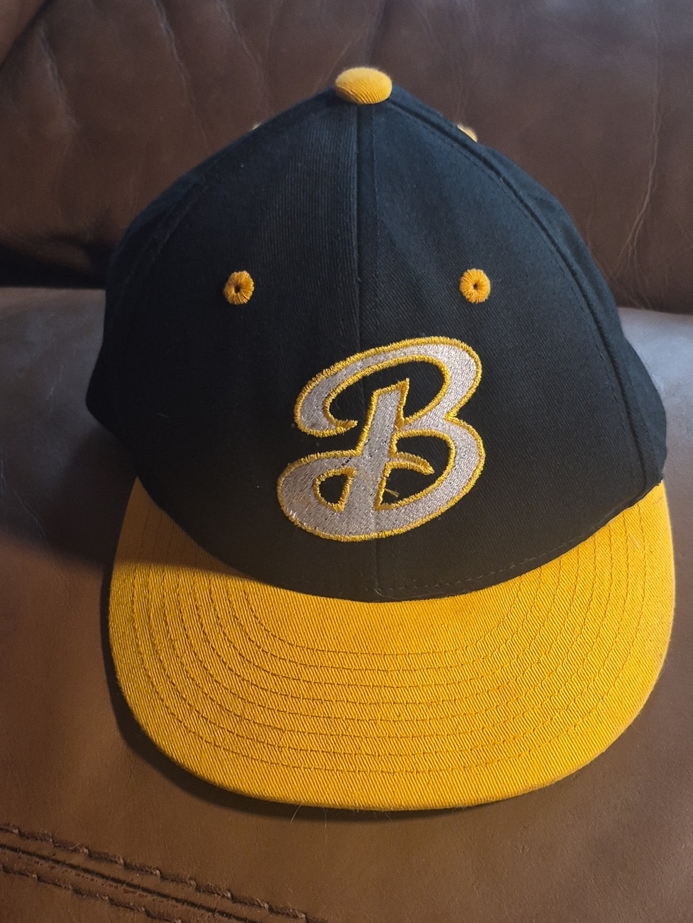 Black and Yellow Baseball Cap with Embroidered 'B' Logo